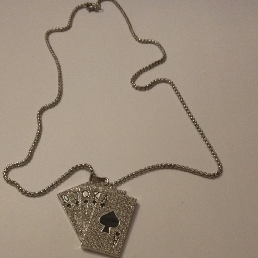 Silver Playing Cards Mens Chain